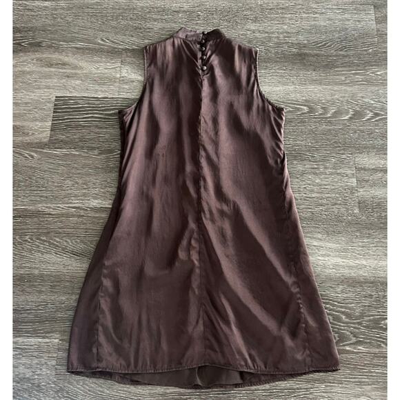 EUC Jenny Han Rich Brown 100% Silk Wrap Midi Dress‎ Size M V-Neck Slip Dress - Picture 2 of 10